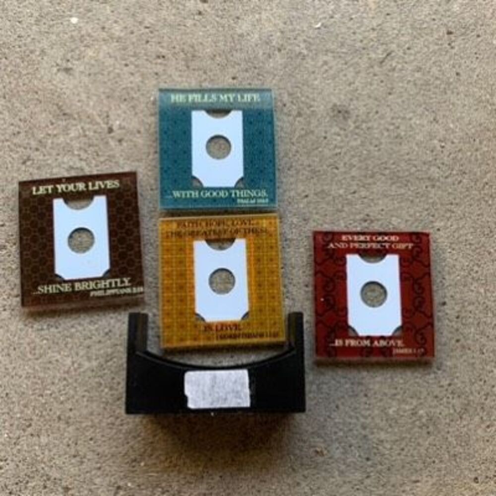 Melannco Set Of Four Glass Bible Verse Coasters